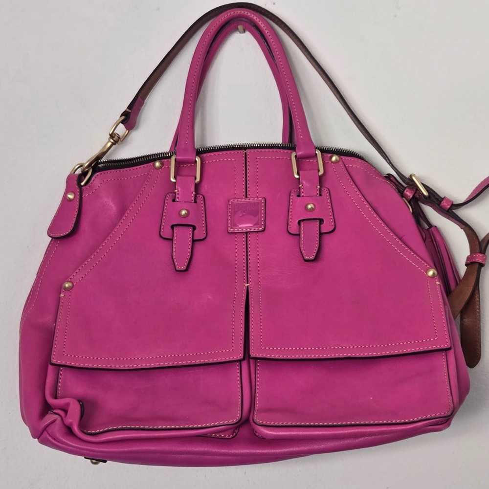 Dooney & Bourke Florentine Clayton Satchel Magenta Pink Leather Shoulder Bag